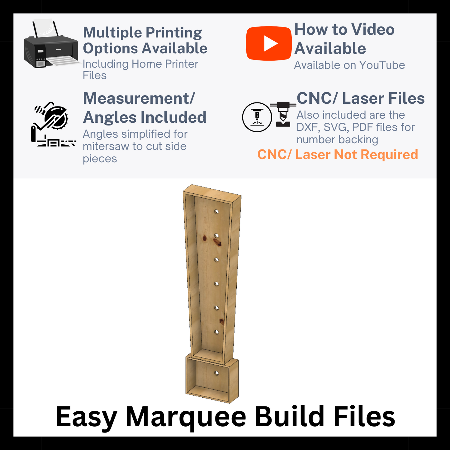 Marquee ! Exclamation Mark Full Measurement Plans 4ft Tall