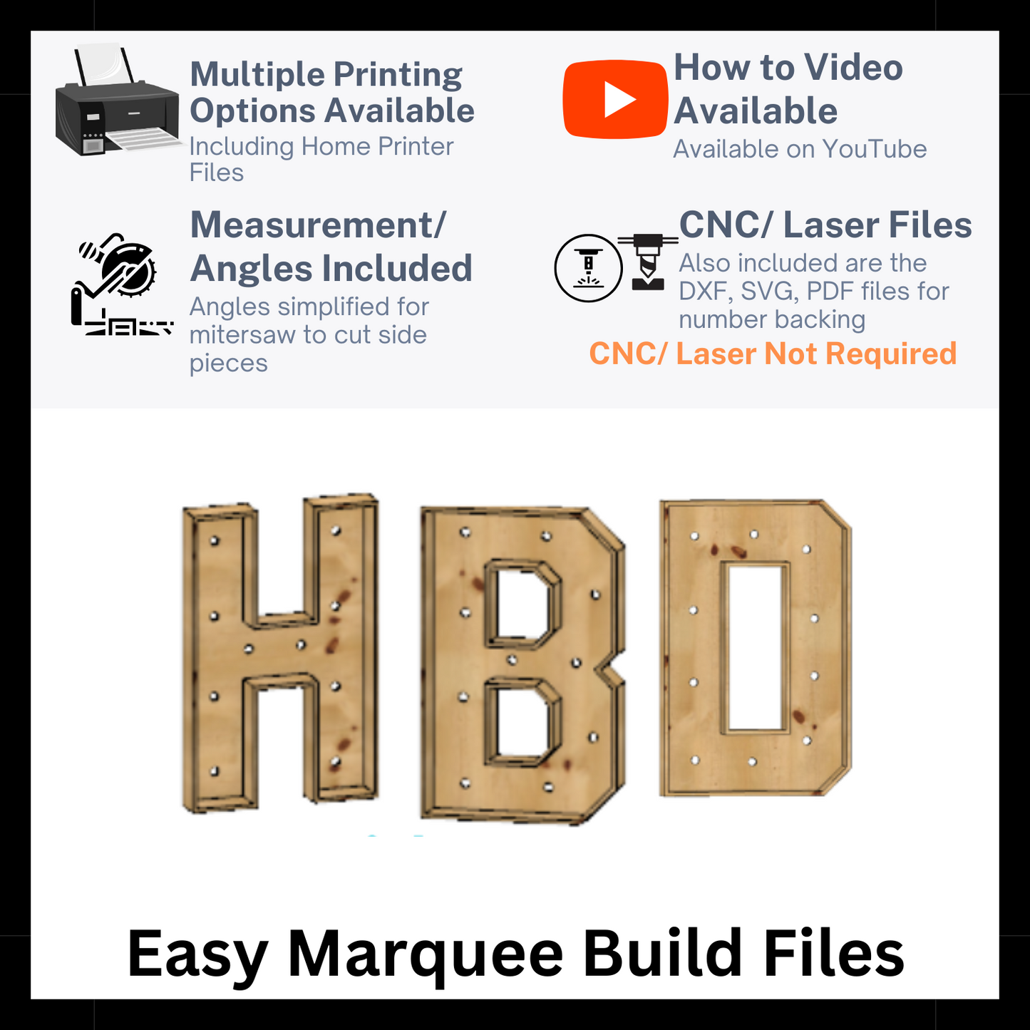 Marquee Package (HBD) Full Measurement Plans 4ft Tall Directions Digital Download