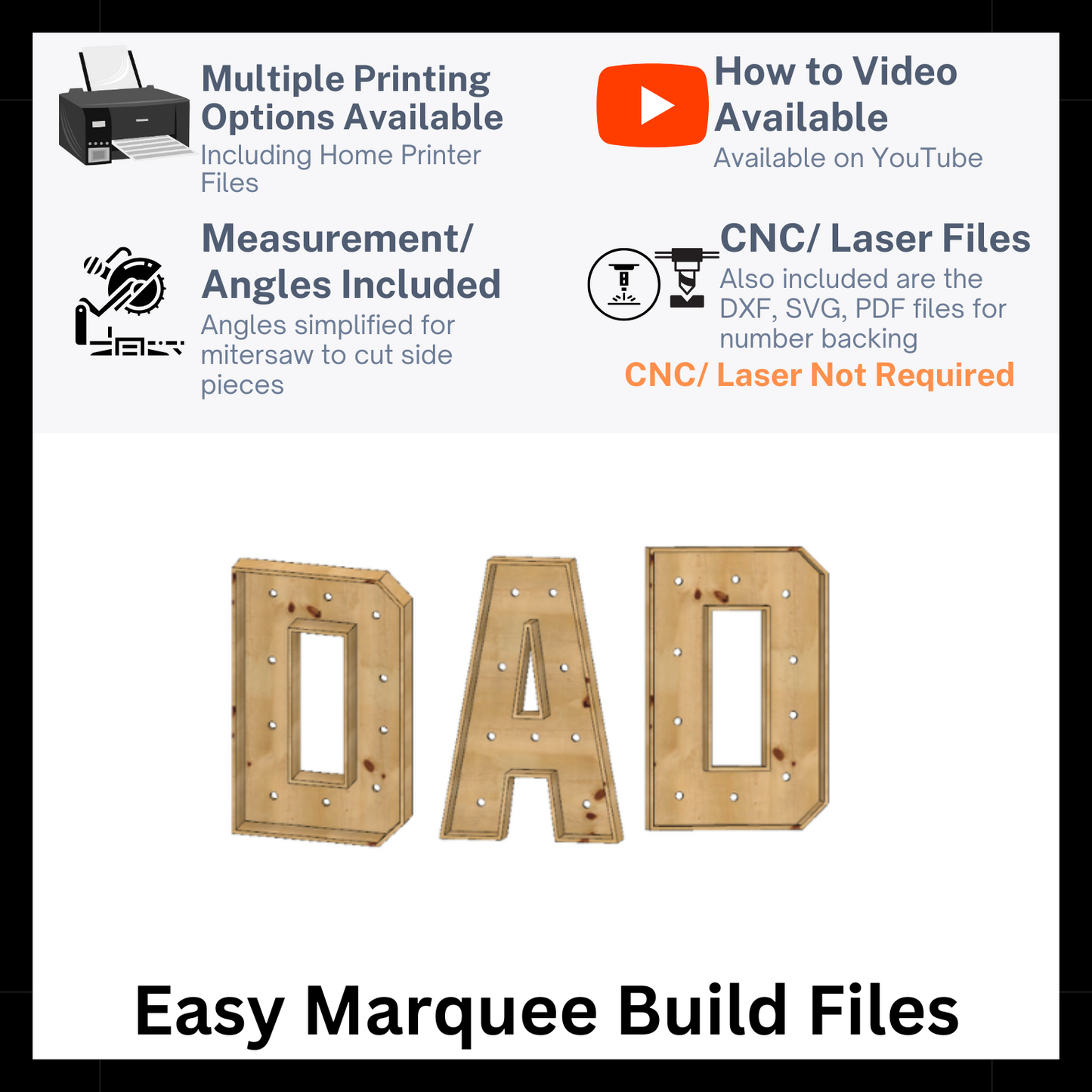 Marquee Package (DAD) Full Measurement Plans 4ft Tall Directions Digital Download