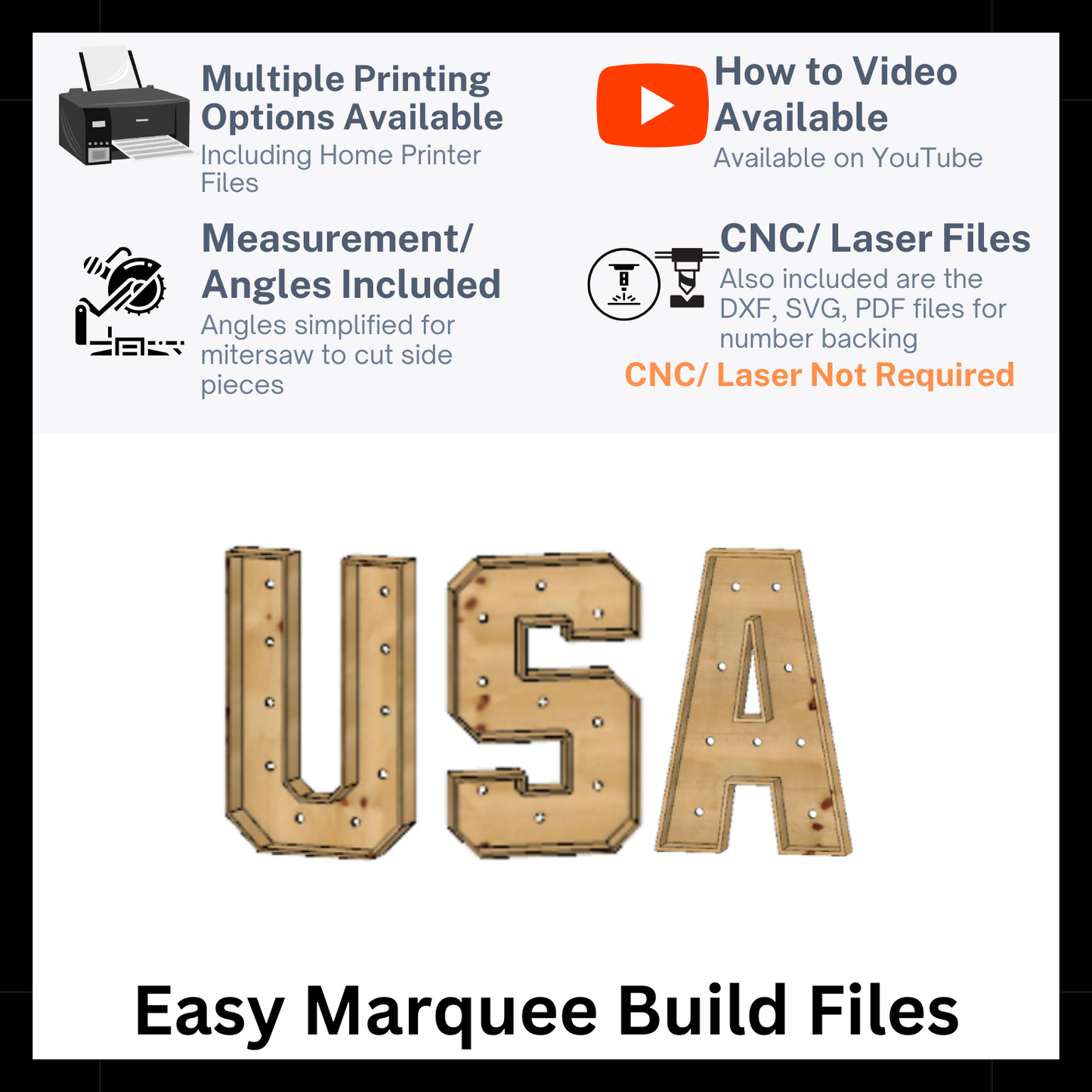 Marquee Package (USA) Full Measurement Plans 3ft Tall Directions Digital Download