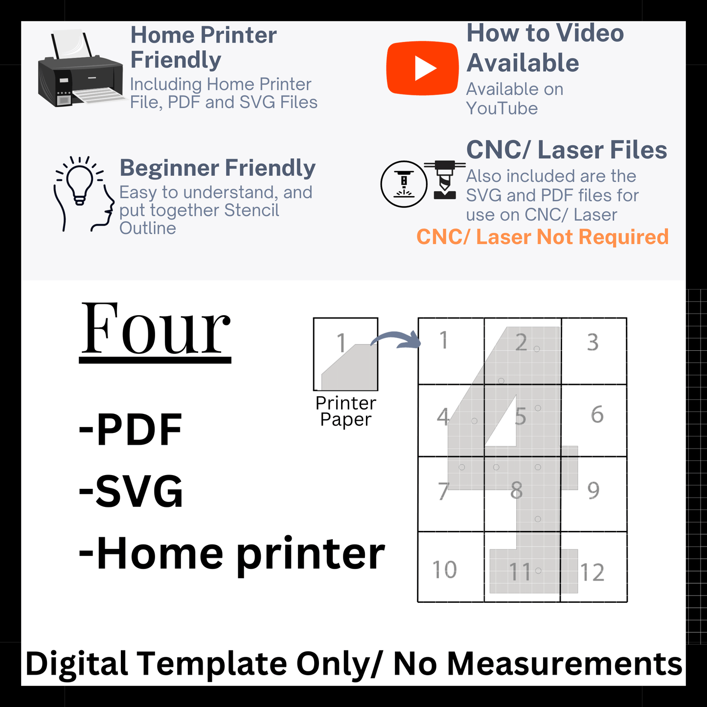 Marquee # (4) 36in tall x 23in wide Template (NO MEASUREMENTS)