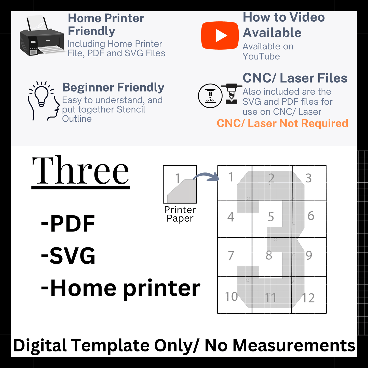 Marquee # (3) 36in tall x 23in wide Template (NO MEASUREMENTS)