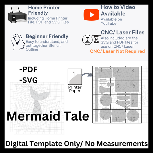 Mermaid Tale Template in PDF and SVG Files