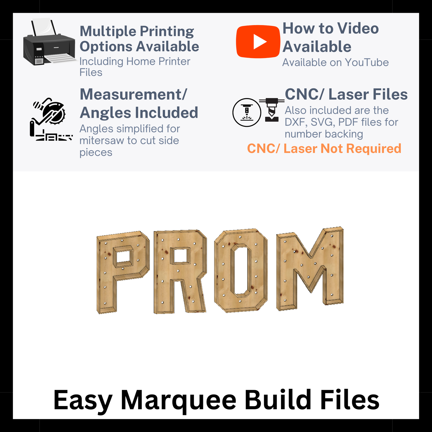 Marquee Package (PROM) Full Measurement Plans 4ft Tall Directions Digital Download