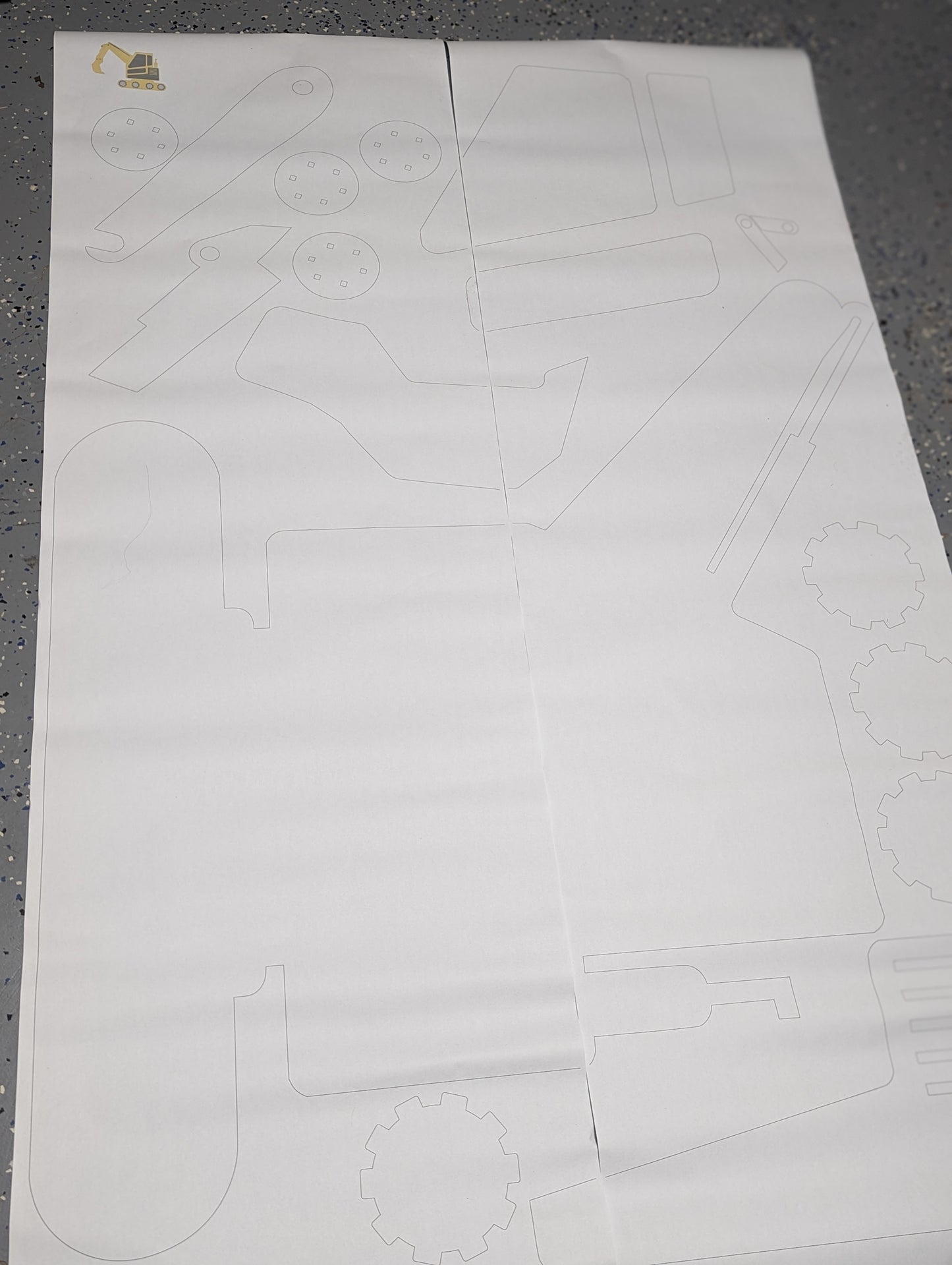 Excavator Paper Stencil Template 3ft Tall and 4ft Tall.