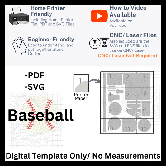 Baseball Template in PDF and SVG Files