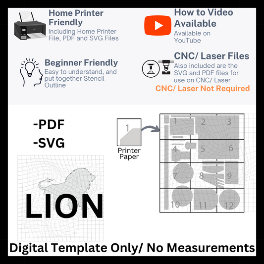 Lion Template in PDF and SVG Files