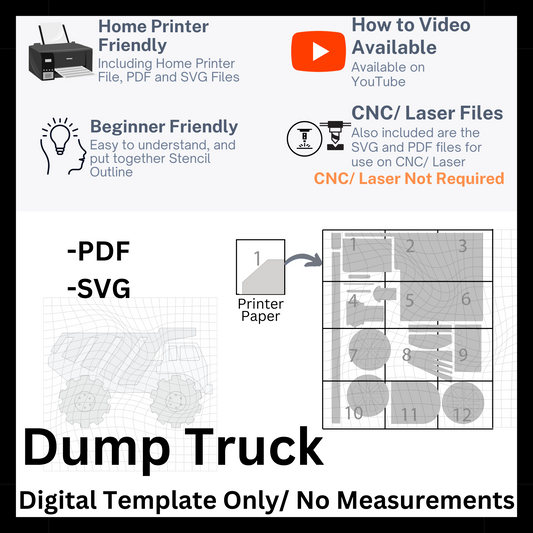 Dump Truck Template in PDF and SVG Files