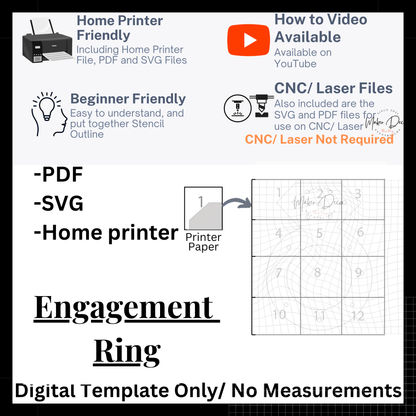 Engagement Ring Marquee stencil 36 inch/ 48 inch tall and SVG file