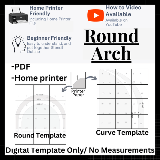 Round Top and Curved top stencil 36in 42in 48in Template