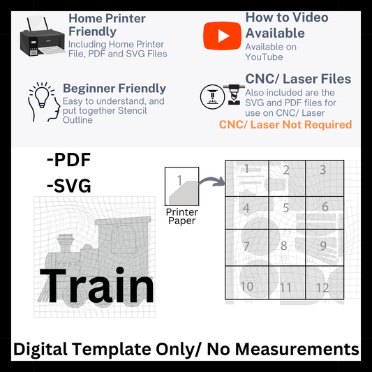 Train 4ft Template in PDF and SVG Files