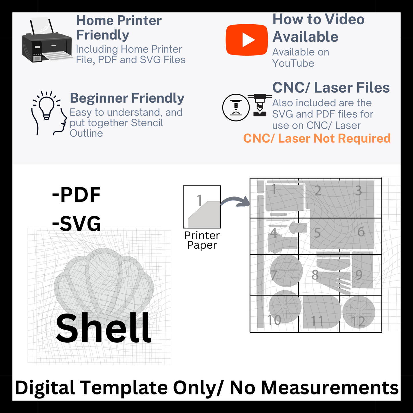 Shell Template in PDF and SVG Files