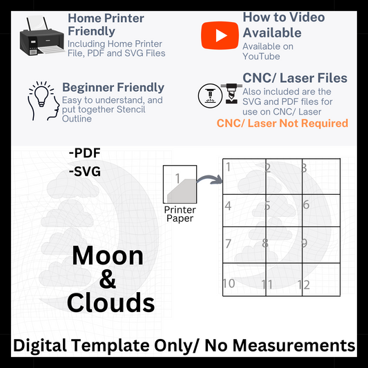 Moon & Clouds Template in PDF and SVG Files
