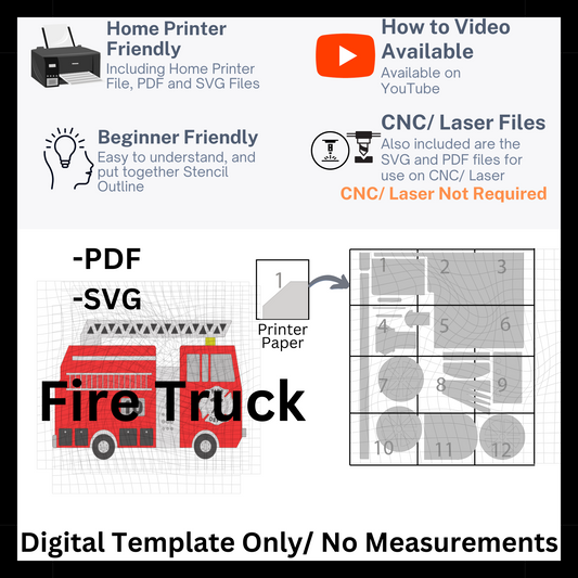 Fire Truck Template in PDF and SVG Files