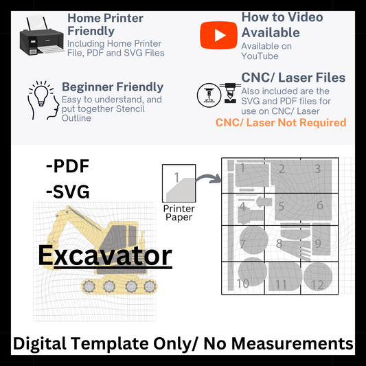 Excavator Template in PDF and SVG Files