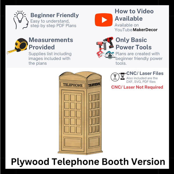 Telephone Booth Plywood Version Backdrop Plans DIY by hand or CNC ...