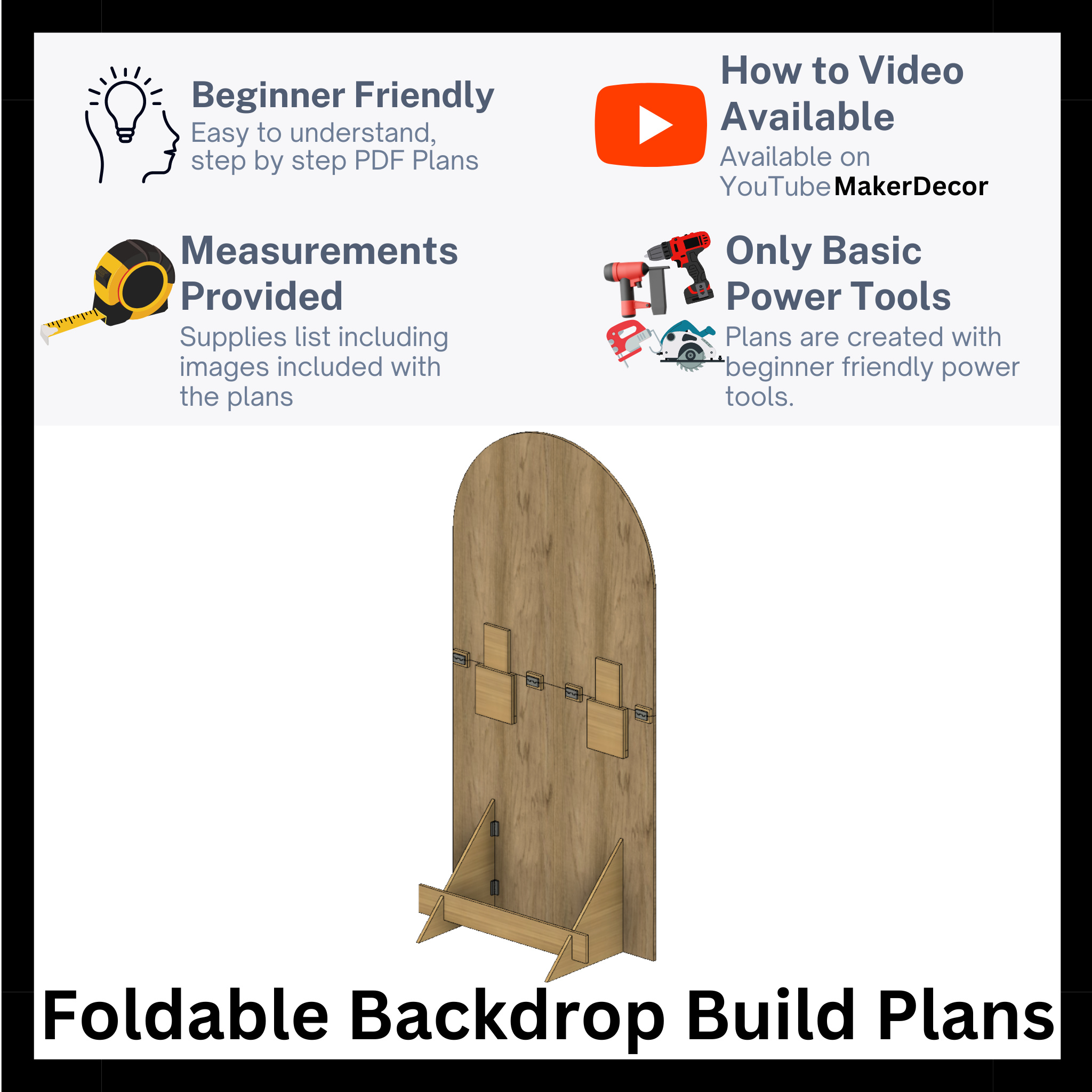Foldable Backdrop PLANS with Measurements – Makerdecorshop