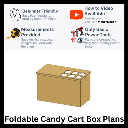 Foldable Bar Cart, Candy Cart Build Plans with measurements