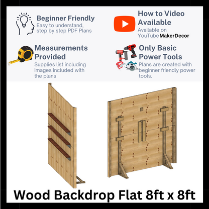 Wall Backdrop Flat Digital Plans with Measurements