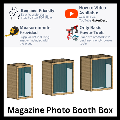 Magazine Photo Booth Box PLANS with Measurements