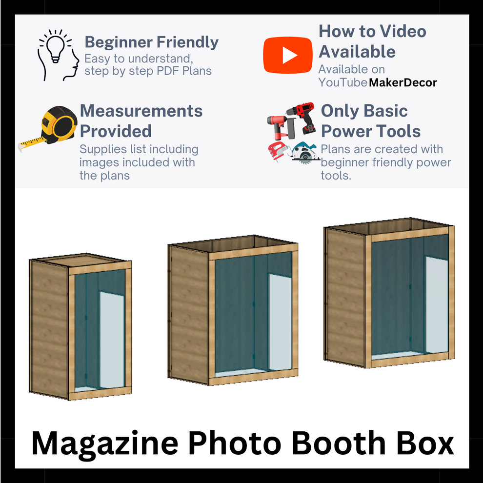 Magazine Photo Booth Box PLANS with Measurements – Makerdecorshop
