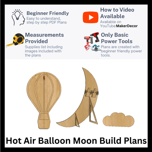 PLANES de Luna y Globo Aerostático con Medidas con plantillas- DESCARGA DIGITAL (Estos son sólo planos sobre cómo construir usted mismo)