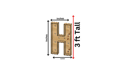 Marquee Letter (H) Full Measurement Plans 3ft Tall