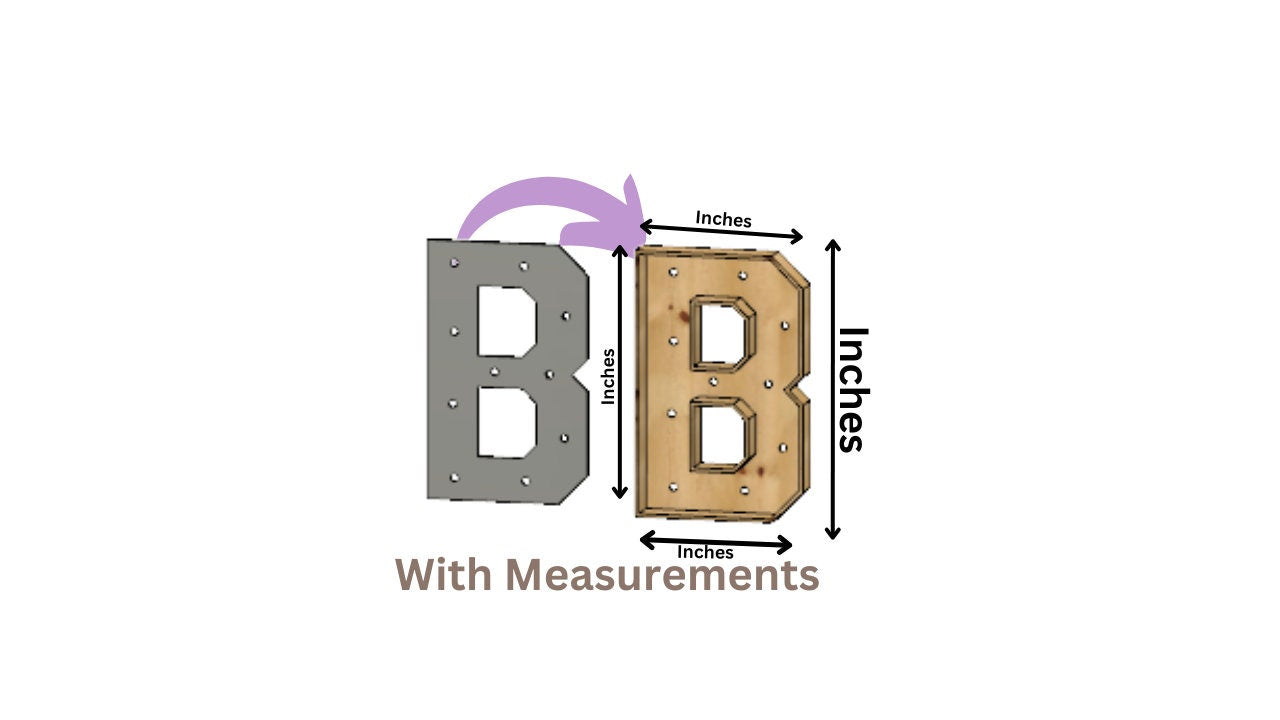 Marquee Letter (B) Full Measurement Plans 3ft Tall