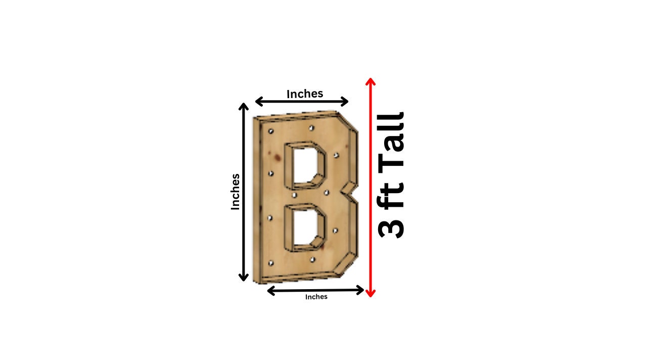 Marquee Letter (B) Full Measurement Plans 3ft Tall