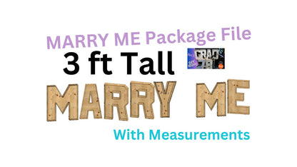 Marquee Package (MARRY ME) Full Measurement Plans 3ft Tall Directions Digital Download