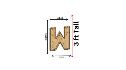 Marquee Letter (W) Full Measurement Plans 3ft Tall x 30 inch wide