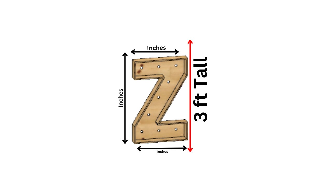 Marquee Package A-Z Letters Full Measurement Plans 3ft Tall Directions Digital Download